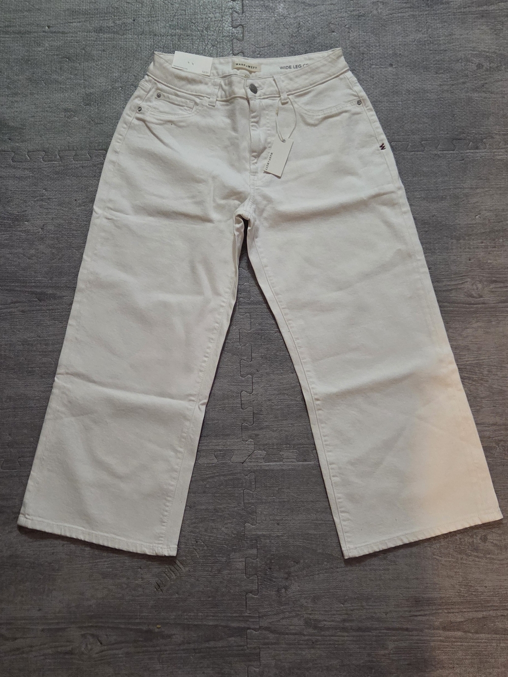 NWT Warp + Weft Wide Leg Ankle Crop Jeans in White Size 12 / 31